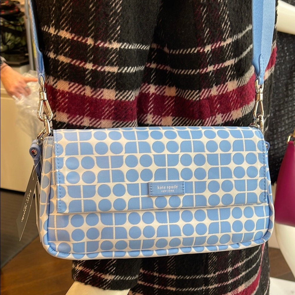 Kate Spade Noel Jacquard Convertible Crossbody Canvas XBody 
Astral Blue 
NWT - Picture 2 of 16